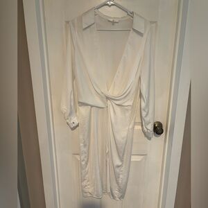 Elegant White Wrap front dress size 6
